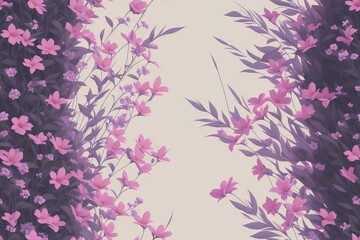Seamless flowers pattern painting with trendy colors. Print Design, generative ai, perfect for interior, furniture and fashion.