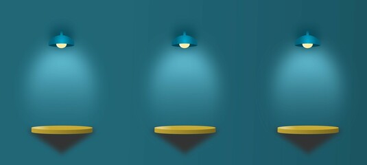 Blaue Podium llustration mit 3 Scheinwerfern © fotografiedk