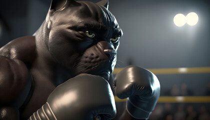 Fototapeta na wymiar Cat as a boxer created with generative AI technology