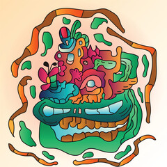 Vector colorful abstract doodle hand drawn and animal illustration for digital banner designs 2023