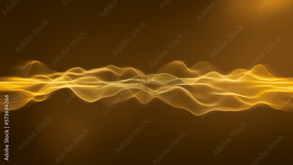 Poster universe of golden data inside of the virtual reality on abstract background.