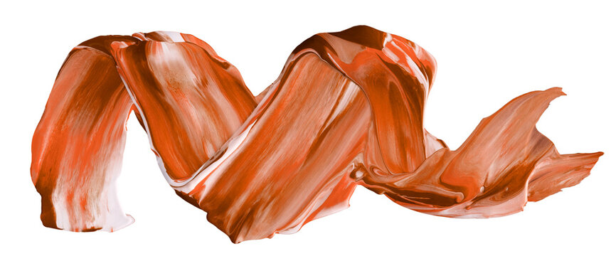 Abstract Paint Stroke Fluid Liquid orange red isolate element 