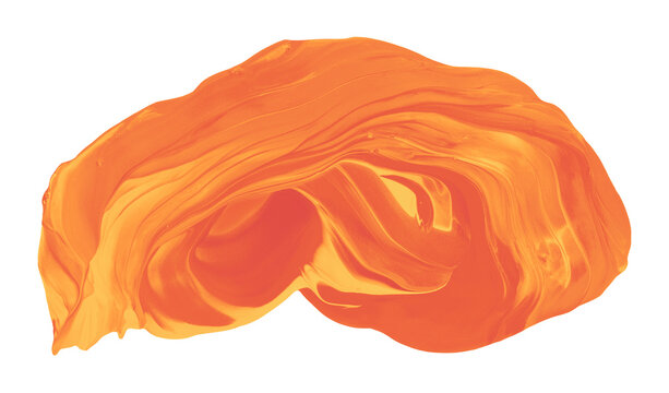 Abstract Paint Stroke Fluid Liquid orange red isolate element 