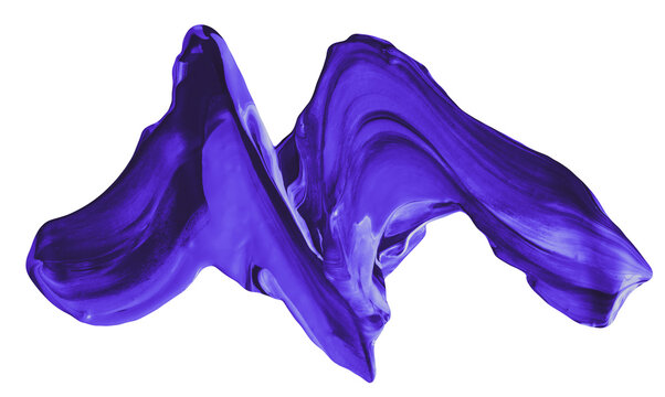 Abstract Paint Stroke Fluid Liquid blue purple neon isolate element 