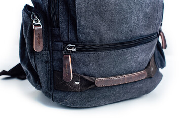 Fototapeta premium Canvas blue Backpack isolated on white. Hipster's backpack bag