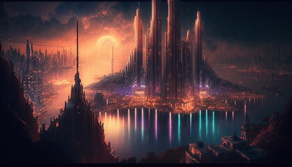 Illustrated Magic: A Journey Through Enchanting Cities and Fantasy Worlds Generative AI