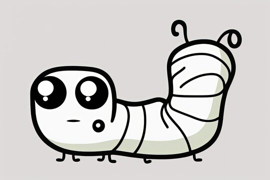 A worm from a cartoon. White background with a clipart image. Generative AI