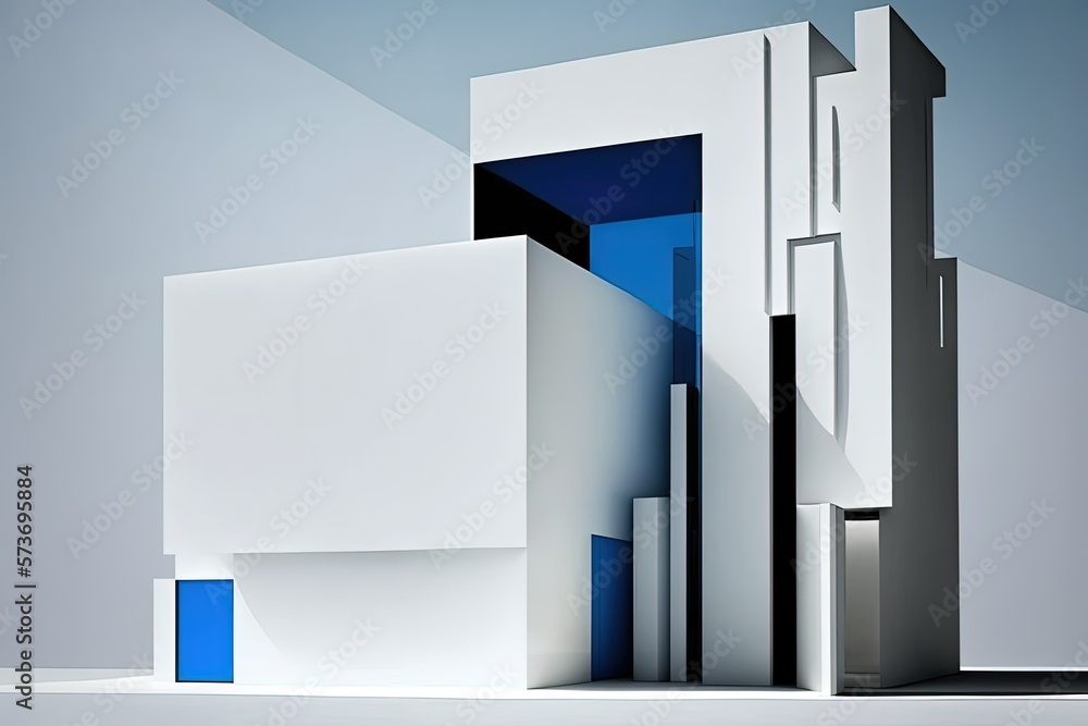 Poster ambient white noise. exterior abstraction with minimalist elements. unique design idea in constructi