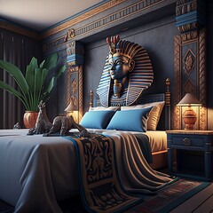 egyptian bedroom, Generative AI