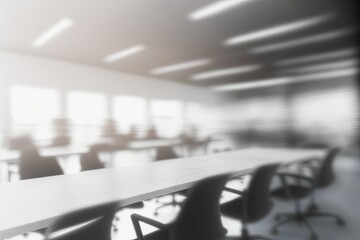 Open office space, blurred and empty. Design inspiration abstract bokeh of office lighting. Generative AI