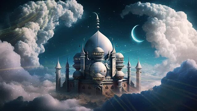 animated islamic background , ramadan mosque UHD 4K 30 fps AI background
