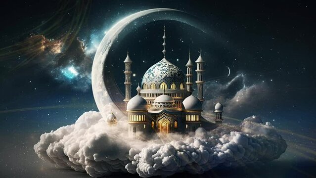 animated islamic background , ramadan mosque UHD 4K 30 fps AI background