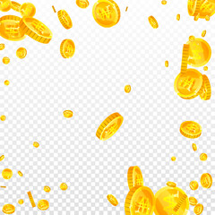 Korean won coins falling. Scattered gold WON