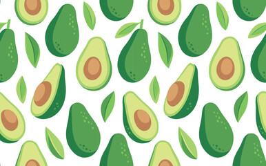 Seamless pattern with avocado. Healthy vegan food. Vector abstract modern illustration.