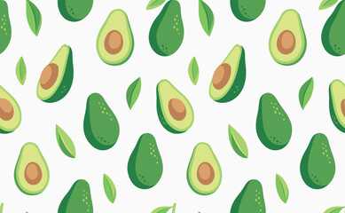 Seamless pattern with avocado. Healthy vegan food. Vector abstract modern illustration.