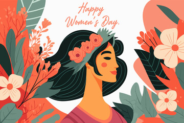 2d digital Illustration, greeting to the happy Women's Day
