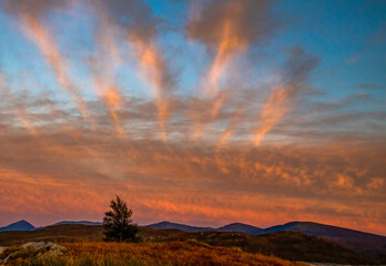 sunset over the mountains