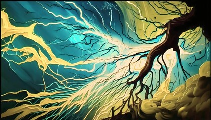 Abstract oil painting Business Technology lightning background