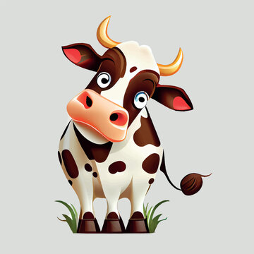 cartoon cow brown white spotted clip art preview