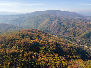 Aerial Autumn landscaape of Vitosha Mountain, Bulgaria