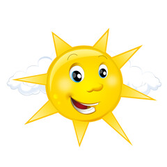 cartoon scene with happy sun shining isolated illustration for children