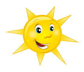 cartoon scene with happy sun shining isolated illustration for children
