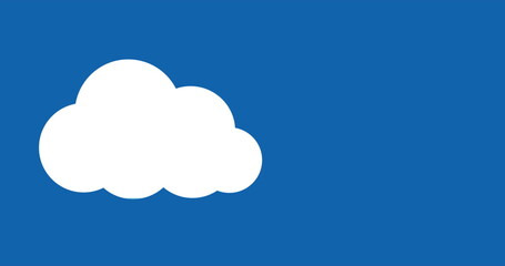 Composition of white digital cloud and copy space on blue background