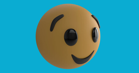 Image of smiley emoji icon over blue background