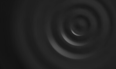 Ripple wave or water drop circle background, vector black liquid splash motion. Surface texture with circular pattern of ripple wave from water drop on black background