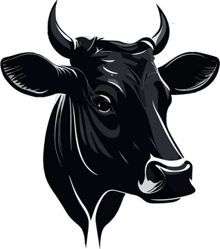 recommend clip art: Black cow vector illustratoin, logo style