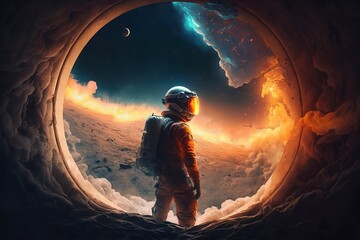 man in a space suit, concept astronomy, earth studies, information security. generative ai	