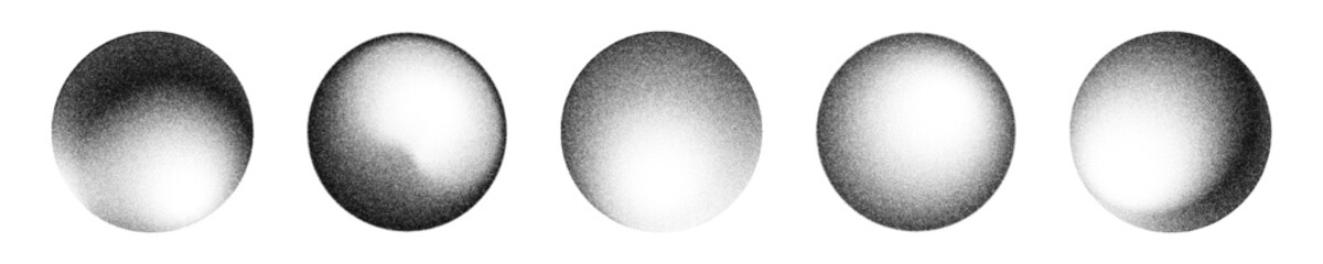 Noise grain circles, pointillism black gradient pattern of vector grainy abstract dots. Grainy noise sphere circles or spots with dotwork stipple halftone effect for tattoo