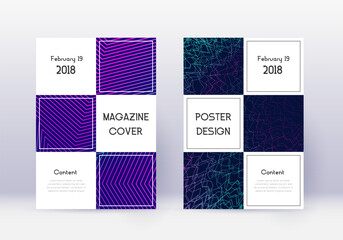 Business cover design template set. Neon abstract