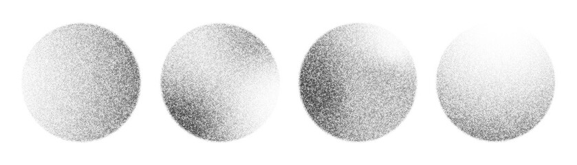 Noise grain circles, pointillism background of gradient dots pattern, vector dotwork. Grainy noise sphere with stipple texture or grain noise halftone effect