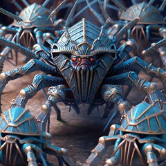 Robotik Spider Army with Red eyes