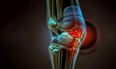 painful knee, inflamation, joint pain, Created using generative AI tools.