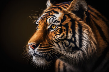 Tiger, portrait of a bengal tiger. Created using generative AI tools.