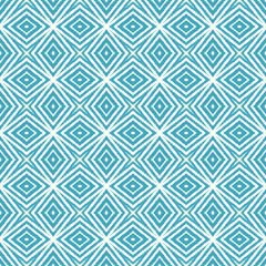 Striped hand drawn pattern. Turquoise symmetrical