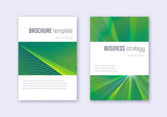 Naklejka premium Minimalistic cover design template set. Green abst