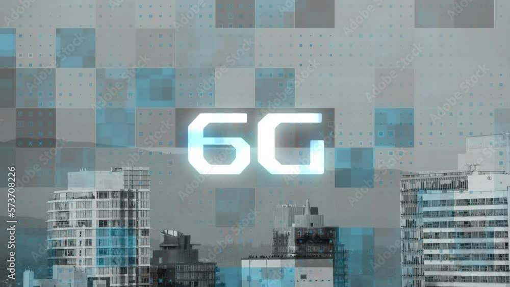 Poster animation of 6g text and computer data processing