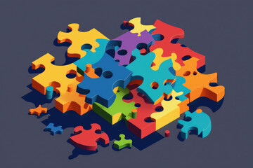 stack of colorful puzzle pieces representing diverse business solutions, generative ai