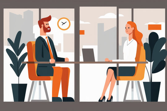 HR manager and candidate discussing job opportunities in a modern office, generative ai