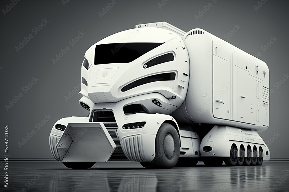 Poster motor vehicle with no driver required. autonomous vehicle from the distant future. generative ai