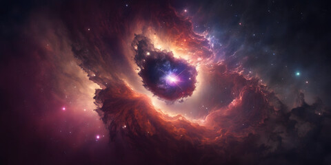 beautiful colorful abstract supernova explosion nebula in space with stars, made with