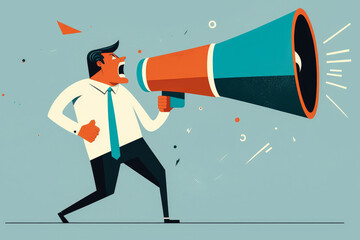 businessman holding a megaphone for a shoutout, generative ai
