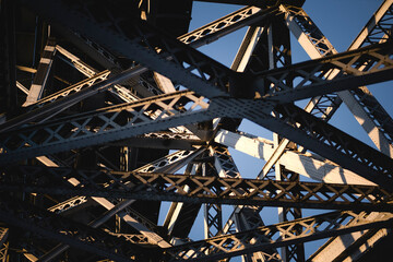 The metalwork of the Dom Luis iron Bridge in Porto, Portugal.