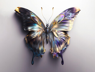 3D render butterfly illustration white background created with Generative AI technology