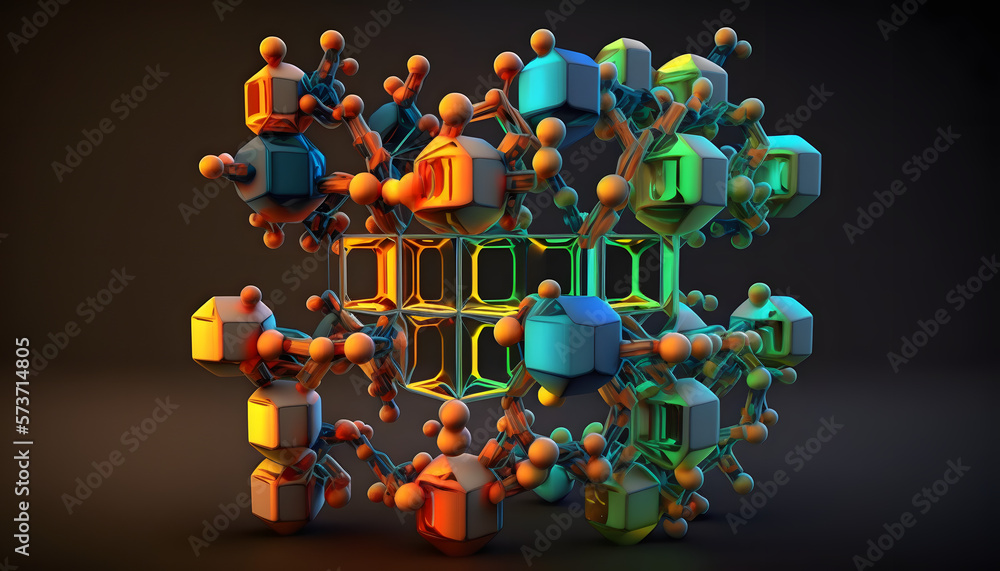 Poster mesh net node links model icon with light spots. illuminated vector model is created from node links
