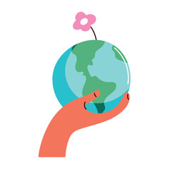 hand lifting world planet