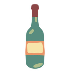 white bottle with label doodle illustration isolated on white background, diary sticker 